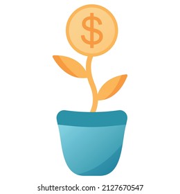 Modern illustration of a money tree in a pot.