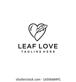Modern illustration natural leaf with heart icon design logo concept icon template