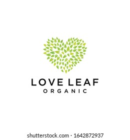 Modern illustration natural leaf with love icon design logo concept 