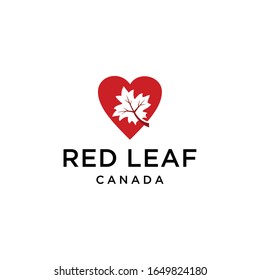 Modern illustration natural maple leaf with heart sign design logo concept 