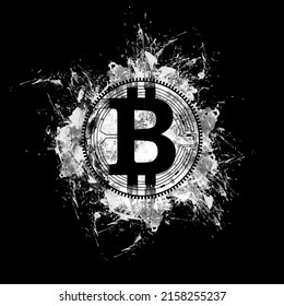 Modern illustration on cryptocurrency bitcoin for web news post in blog of t shirt print. 