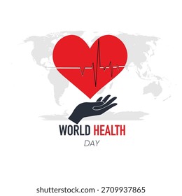 Ilustración moderna sobre el tema del Día Mundial de la Salud que se celebra el 7 de abril de cada año. Plantilla del Día Mundial de la Salud para cartel, redes sociales, Anuncio, tarjeta. 