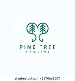 Modern Illustration Pine Tree on Heart Logo Symbol Vector