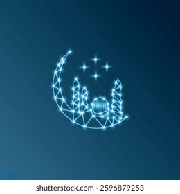Modern Illustration of Ramadan and Eid Mubarak Celebration low poly background design
