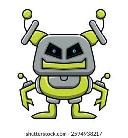 Modern illustration of robot design. Design for digital print and coloring book