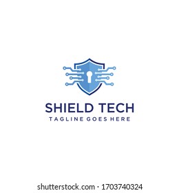 Modern illustration shield Technology sign vector logo Data And Technology 