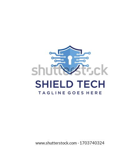 Modern illustration shield Technology sign vector logo Data And Technology 