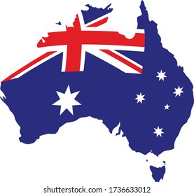 Modern illustration silhouette of Australia national flag in full color red, white and blue with union jack and stars vector illustration eps format icon