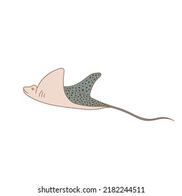 Modern illustration with stingray isolated on white background. Design element
