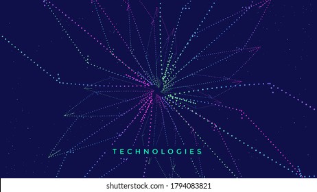 Modern illustration technology for web background design. Blue geometric abstract graphic design. Cyberspace banner. Information technology. Future concept.