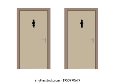 Modern illustration with toilet doon. Wc gender symbol. Hygiene concept. Stock image. Vector illustration. EPS 10.