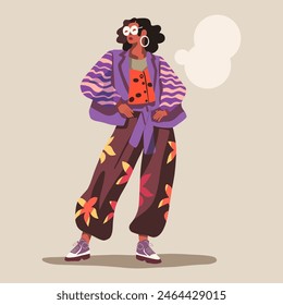 modern illustration vector, character image for social examples. beautiful woman in trendy clothes