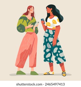Vector de ilustración moderna, Imagen de carácter para ejemplos sociales. mujer hermosa en ropa de moda	