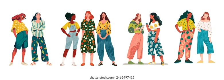 modern illustration vector, character image for social examples. beautiful woman in trendy clothes	