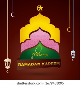 Modern illustration vector graphic of Ramadan kareem background illustration perfect of  , mosque, moon, star, and mandala premium background. vector eps10