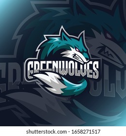 Modern Illustration Vector Green wolves logo for teammates