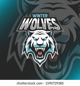 Modern Illustration Vector ice wolves logo for Template