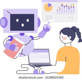 Modern illustrations of people using digital assistants and smart devices for communication and daily tech interaction.