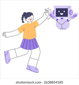 Modern illustrations of people using digital assistants and smart devices for communication and daily tech interaction.