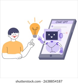 Modern illustrations of people using digital assistants and smart devices for communication and daily tech interaction.