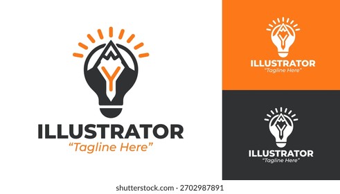 Emblema de ilustrador moderno que captura la claridad artística y las imágenes estructuradas.