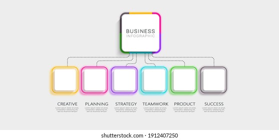 Plantilla Infográfica Moderna Imitante Neon Thin Line con 5 pasos para el éxito. Gráfico de procesos empresariales con opciones para el folleto, diagrama, flujo de trabajo, línea de tiempo, opciones de números. EPS vectorial 10