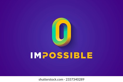 Modern Impossible logo concept. Three dimensional vector symbol. Letter O logotype.