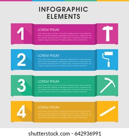 Modern improvement infographic template. infographic design with improvement icons includes stairs, roller. can be used for presentation, diagram, annual report, web design.