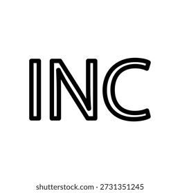 Modern INC Lettering Vector Outline Illustration for Corporate Branding and Minimalist Tech Logo Design