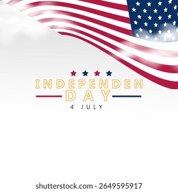 Modern Independence Day 4th of July Design with American Flag and Colorful Typography

