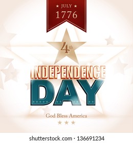 Modern Independence Day poster with light effects and shadows for depth and the wording: July 1776 4th, Independence Day, God Bless America.