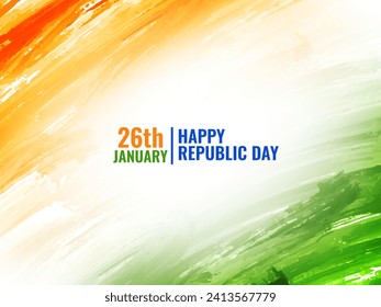 Moderno tema de bandera india Día de la República 26 de enero vector de fondo de acuarela