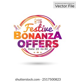 Moderno indiano Navratri, Dussehra, Diwali Bonanza ofertas, venda, compras, ofertas, desconto logotipo ilustração vetor.