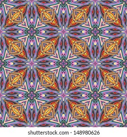 Modern Indian pattern with spiritual symbols derived from ancient motifs in vivid and brilliant colors, seamless and sophisticated in vector art