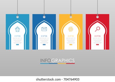 Modern Indian style Info-graphic Template for Business Timeline with 4 steps multi-Color design, labels design, Vector info-graphic element, Flat style vector illustration EPS 10.