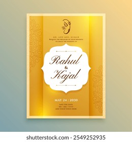 Moderno diseño de tarjeta de invitación de boda india para su Vector de día especial