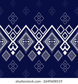 Modern indigo tribal design with clean geometric diamonds. Perfect for fashion prints, textiles, and ethnic-inspired surface patterns.