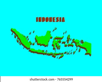 Modern Indonesia 3d Map on blue background.Vector illustration EPS 10