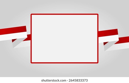 Modern Indonesia independence day background with bold red white stripes and blank box
