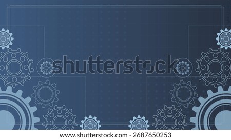 Modern industrial background featuring blue gears and mechanical design elements, perfect for engineering, technology, innovation, and manufacturing presentations or projects.