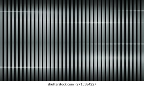 Fondo industrial moderno con barras de metal de cromo plateado de Vertical con elegantes reflejos de luz brillante y sombras