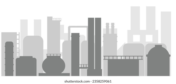 Modern Industrial Factory Plant Silhouettes. Goods production concept vector art.