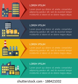 Modern industrial flat background. Plants and factories vector illustration. Colorful template with for you design, web and mobile applications. 