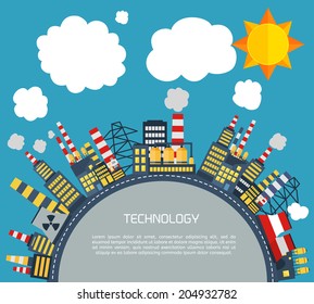 Modern industrial flat infographic background. Colorful template for you design, web and mobile applications. 