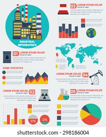 Modern industrial flat infographic background. Colorful template for you design, web and mobile applications.