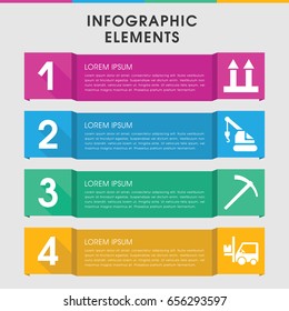 Modern industrial infographic template. infographic design with industrial icons includes crane. can be used for presentation, diagram, annual report, web design.