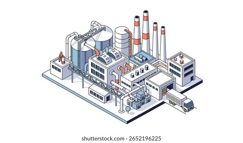 Instalação industrial moderna com logística automatizada e infraestrutura de produção avançada