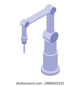 Modern industrial robotic arm picking up a small object in isometric view