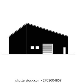 Vector de icono de Vector de edificio de almacén industrial moderno, ilustración