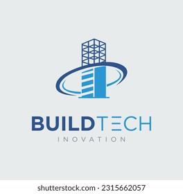 Diseño del logotipo de la construcción de la tecnología de edificios de la industria moderna